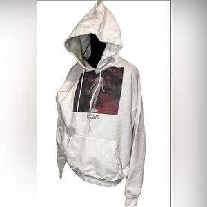 White Graphic Hoodie with Artistic Print